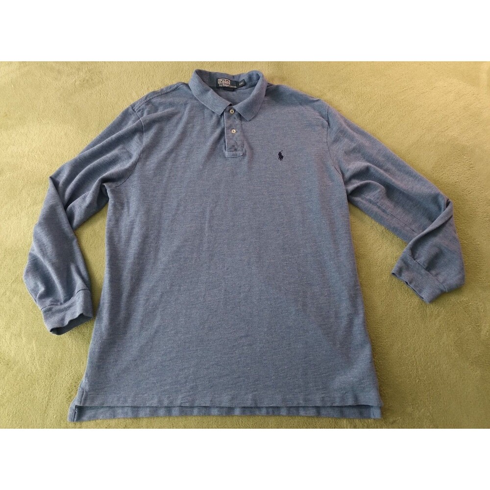 Polo Ralph Lauren Long Sleeve Polo Shirt Classic Fit Blue Heathered  XXL Mens